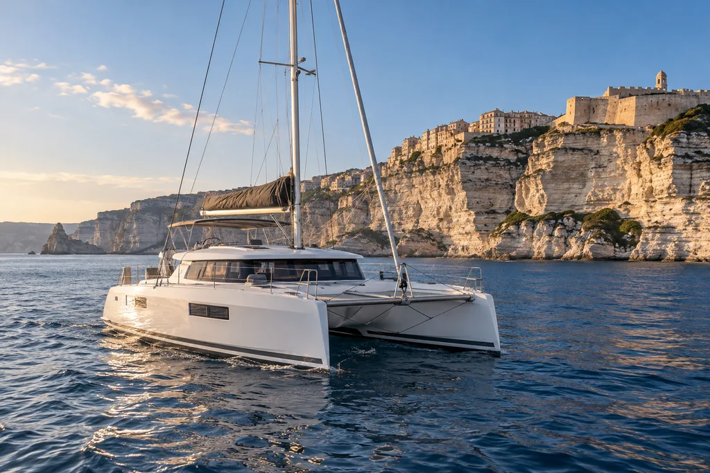 Catamaran pour un charter à Bonifacio