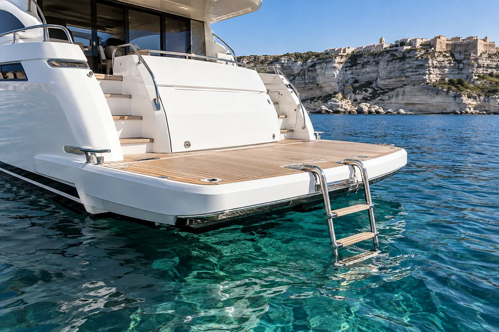Yacht avec plateforme de bain à Bonifacio