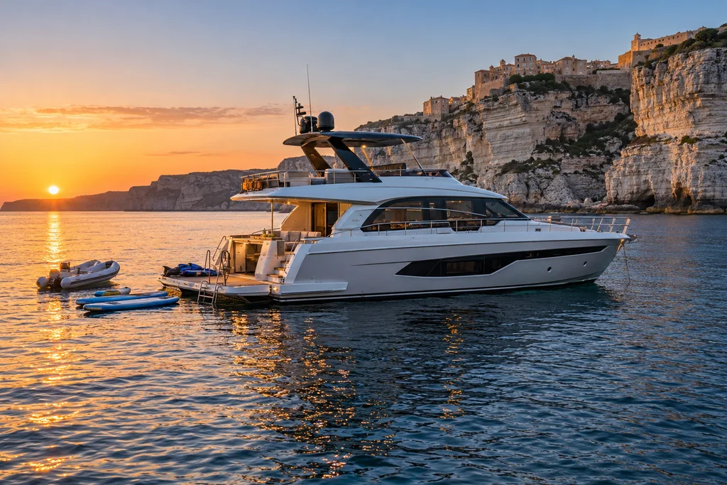 Yacht with requested water activities