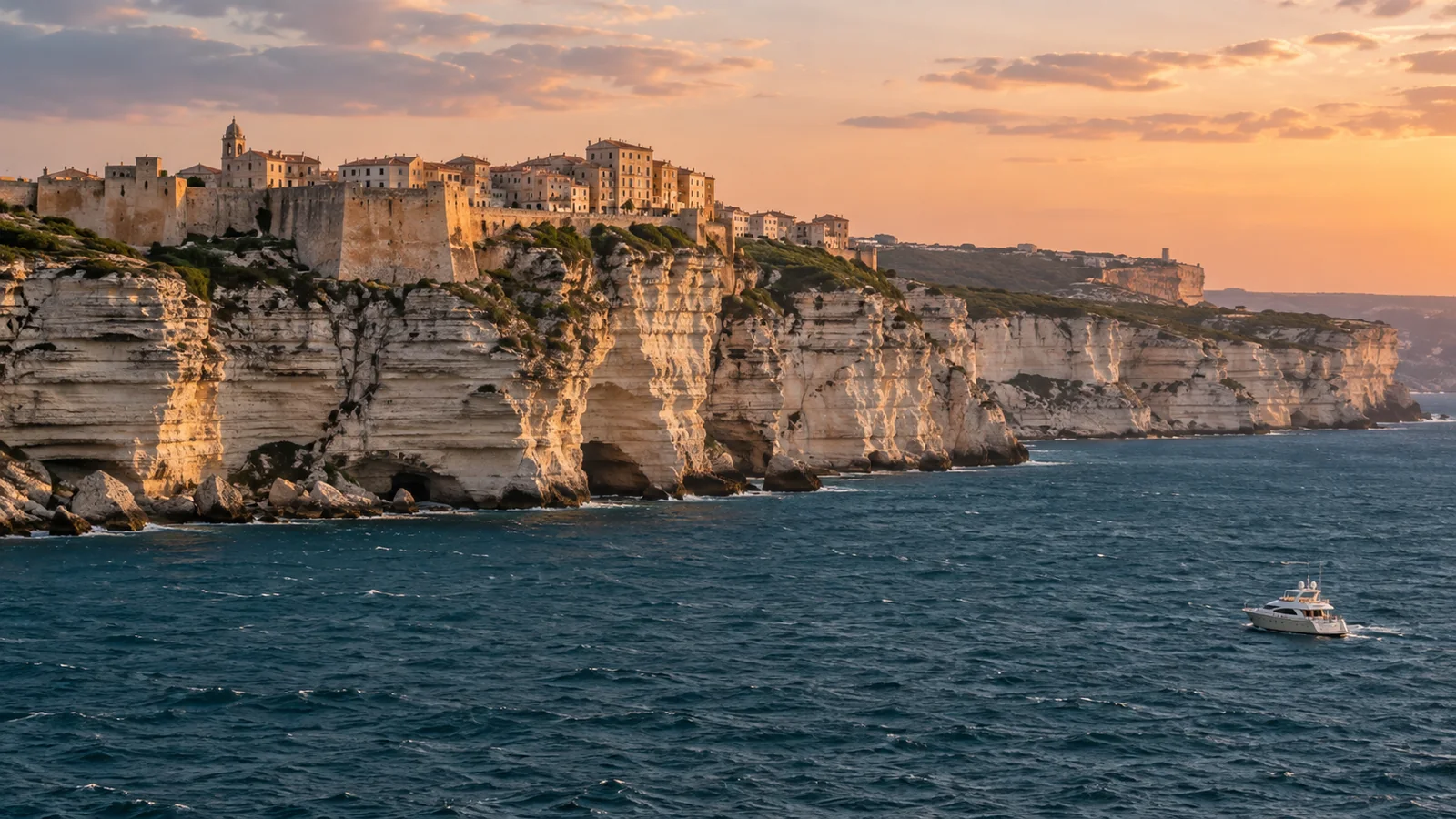 Sortie en yacht au coucher du soleil à Bonifacio